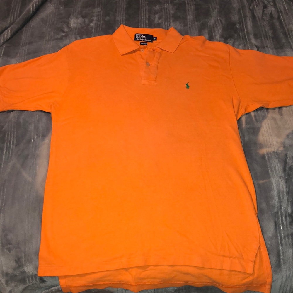 Medium Orange Polo Ralph Lauren Polo Tee with Green Horse
